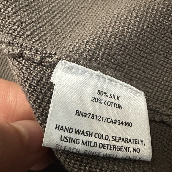 Eileen Fisher Bone Brown Cardigan Sweater made of silk and cotton, size XL. - Picture 6 of 7